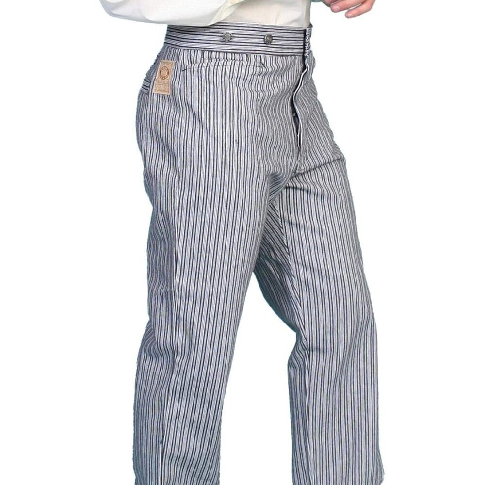 Scully Wahmaker Railhead Striped Conductor Straight LegPants, Black/White, 38